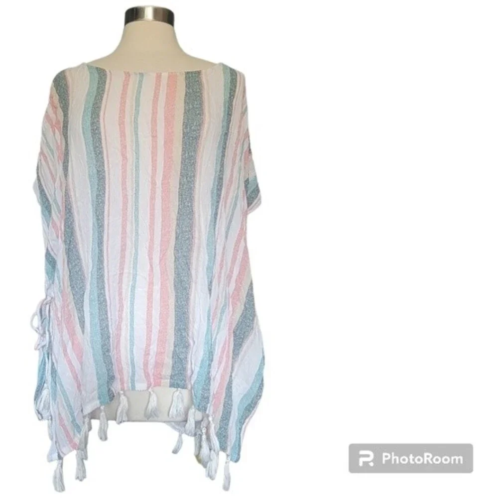 Roxy Make Your Soul Striped Poncho Cover-Up - S